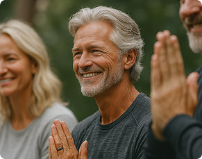 Man meditates